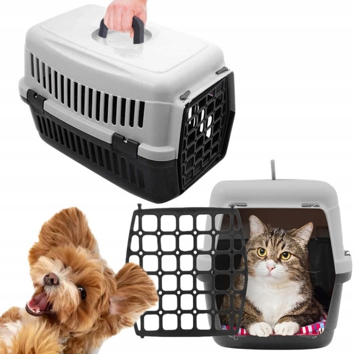 TRANSPORTER DLA PSA KOTA KRÓLIKA KLATKA KOJEC BOX DUŻY SZARY SOLIDNA