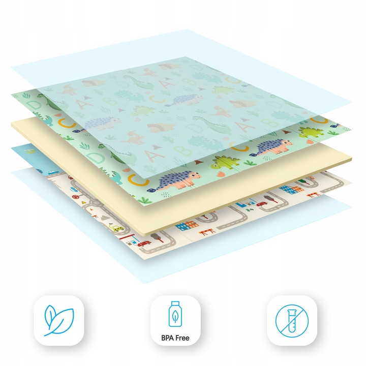 MATA PIANKOWA EDUKACYJNA DLA DZIECI DWUSTRONNA XPE SKŁADANA 180x200 MATADI