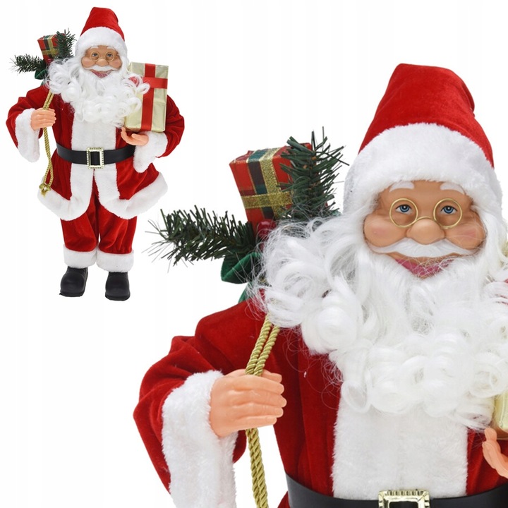 FIGURKA MIKOŁAJA duży Mikołaj z prezentami 60 cm dekoracja świąteczna