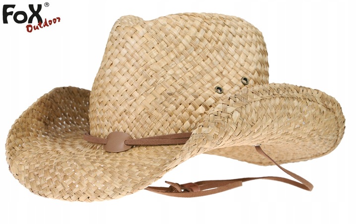 KAPELUSZ KOWBOJSKI SŁOMIANY SŁOMKOWY ze Sznurkiem MFH FOX OUTDOOR BROWN