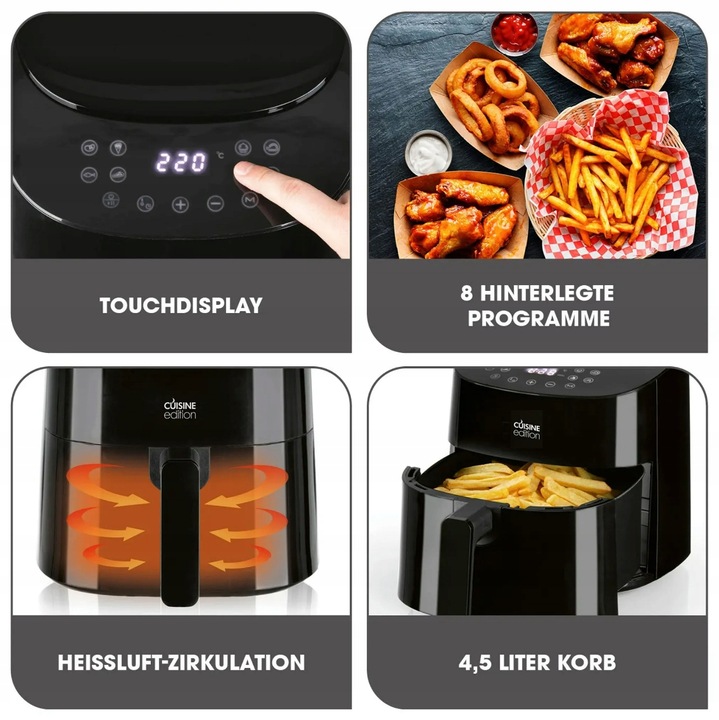 Frytkownica Air Fryer 4,5L LED 1450W 8 PROGRAMÓW