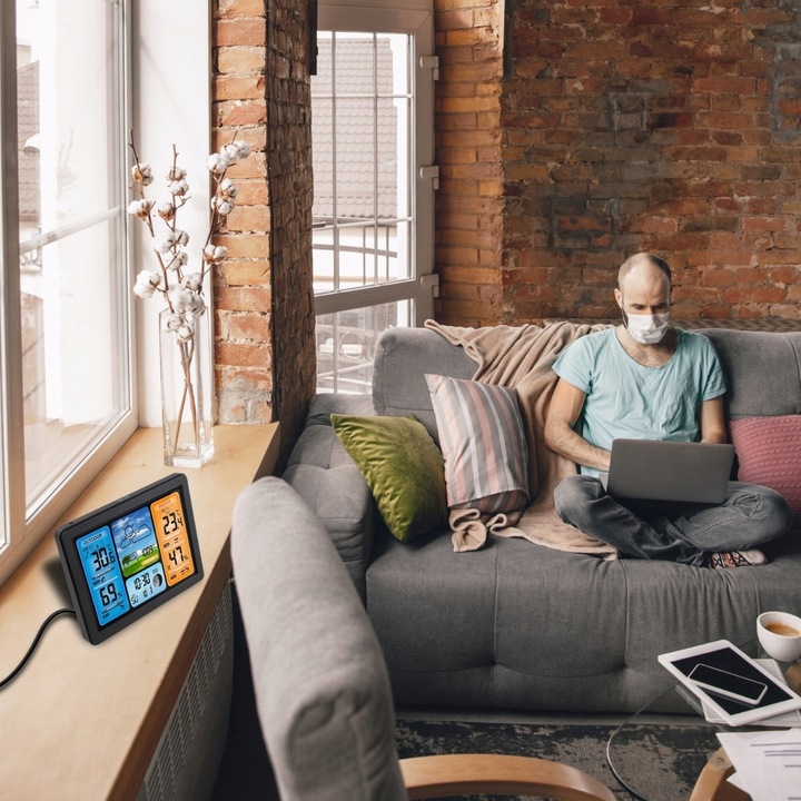 BEZPRZEWODOWA STACJA POGODOWA POGODY Higrometr Termometr Czujnik Zegar Data