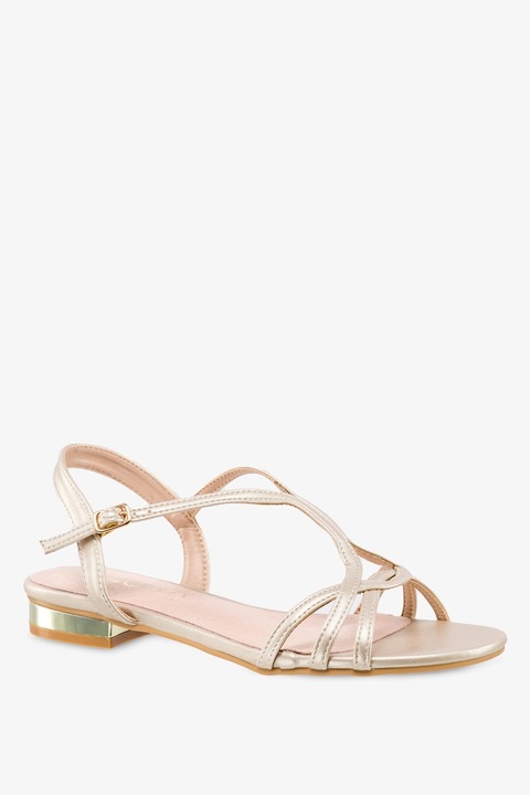 SANDAŁY DAMSKIE NA NISKIM OBCASIE SKÓRZANA WKŁADKA KOMFORTOWE BEŻOWE r 40