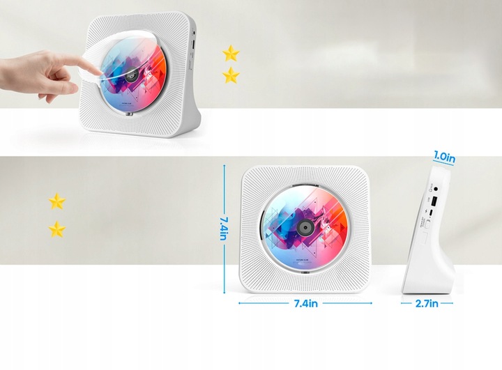 PULPIT ODTWARZACZ CD BLUETOOTH WBUDOWANE GŁOŚNIKI HI-FI + PILOT