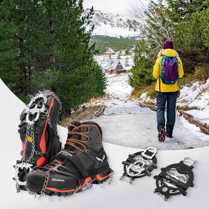 RACZKI NA BUTY TURYSTYCZNE TREKKINGOWE GÓRSKIE Z KOLCAMI ŁAŃCUCHY PREMIUM L