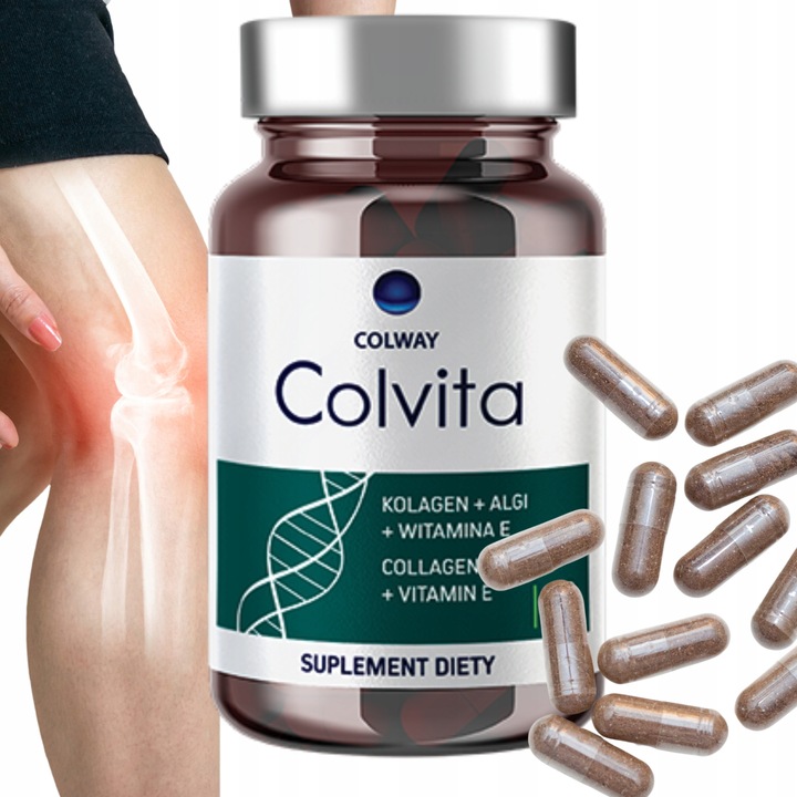 Kolagen liofilizowany Zdrowe Stawy Mocne Kości Algi Wit.E Colvita 60 Colway