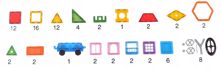 KLOCKI MAGNETYCZNE 3D budynki pojazdy podwozie ZESTAW Magnetic Tiles 80 el.