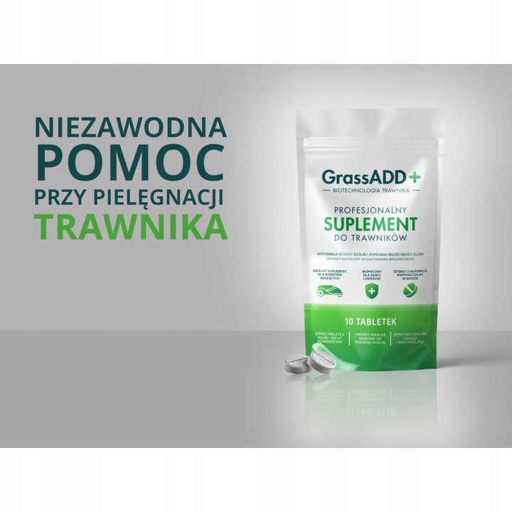 TABLETKI do TRAWNIKA HUMUS bakterie glebowe GrassADD+ do ROBOTA koszącego