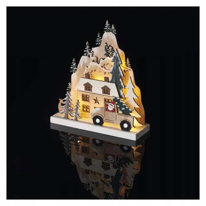 Dekoracja świąteczna LED wioska 3D 17x22 cm 2x AA timer DCWW17