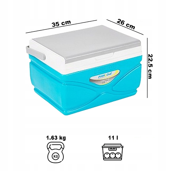 Lodówka turystyczna Pinnacle TPX 8001 11L turkusowa + 1 duży wkład mrożący