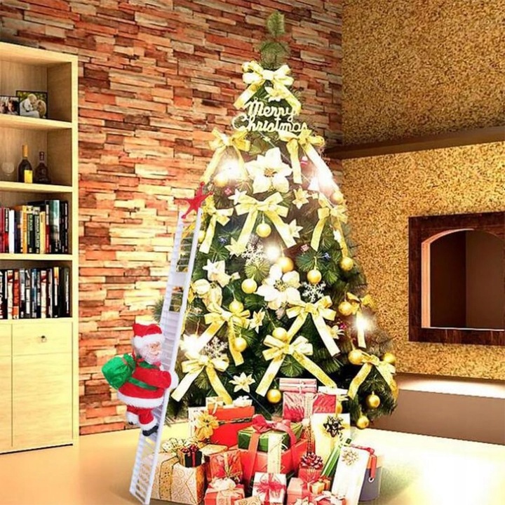 Elektryczna Drabina Wspinaczkowa Święty Mikołaj Świąteczna Figurka Muzyczna