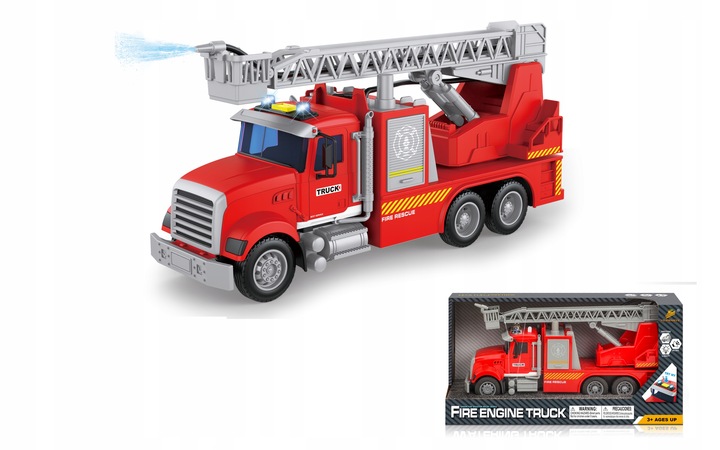 WÓZ STRAŻACKI STRAŻ POŻARNA STRZELA WODĄ ZE ŚWIATŁEM I DŹWIĘKIEM Z NAPĘDEM