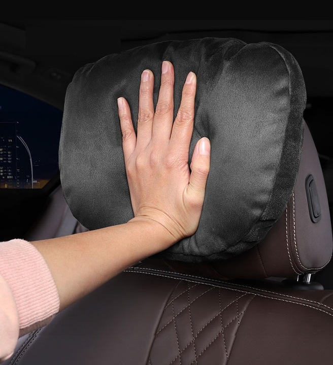 Poduszka Samochodowa Pod Szyję Głowę Kark Podróżna Zagłówek Zamszowa 2szt