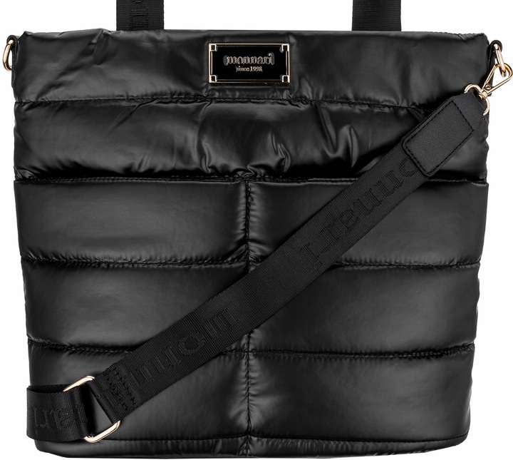 TOREBKA MONNARI Czarna SHOPPER BAG Listonoszka PIKOWANA NA RAMIĘ PASEK