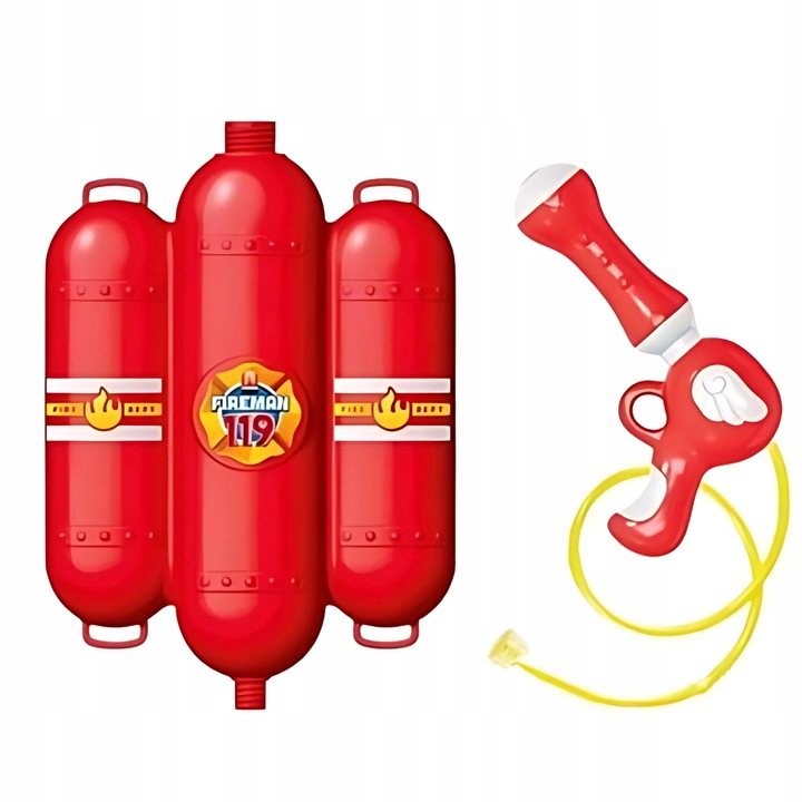 KASK STRAŻACKI Interaktywny + PISTOLET na WODĘ ze zbiornikiem MAŁY STRAŻAK