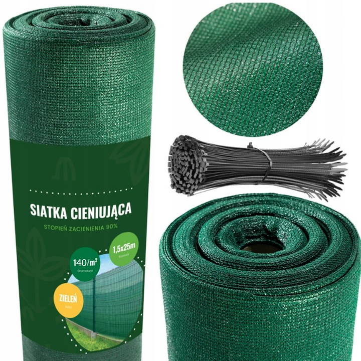 SIATKA CIENIUJĄCA 62% MASKUJĄCA 1,5x10m MATA OSŁONA NA OGRODZENIE PŁOT UV+