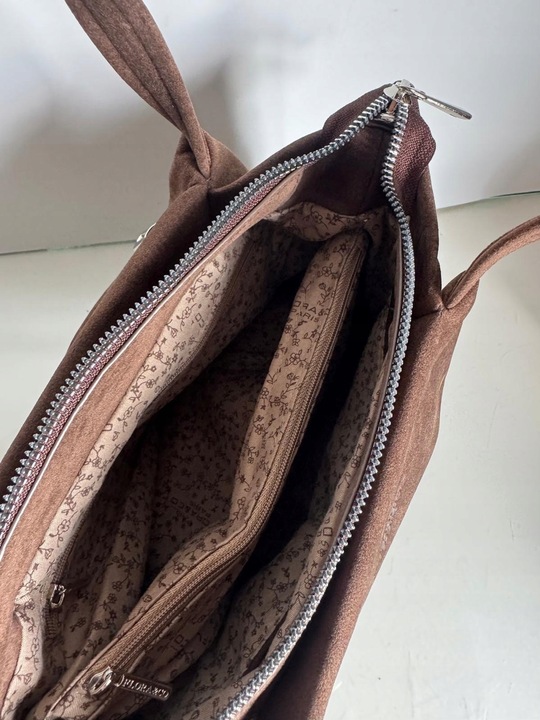 Torba Flora&Co torebka czekoladowa zamsz zamszowa eco brązowa shopper viral