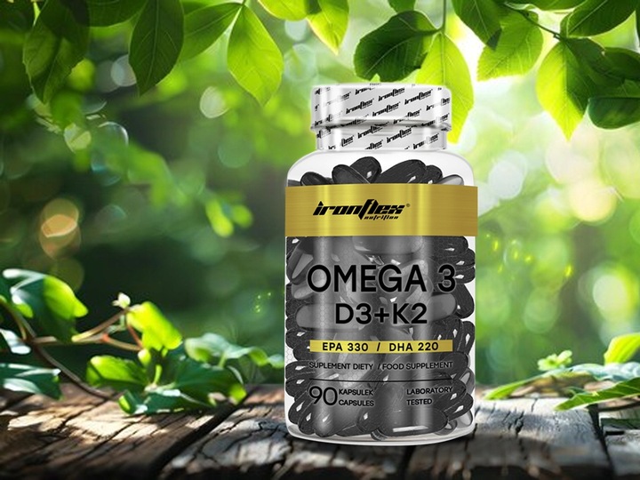 IRONFLEX OMEGA 3 D3+K2+ VIT E 90 kaps ZDROWE SERCE KOŚCI ZĘBY KWASY EPA DHA