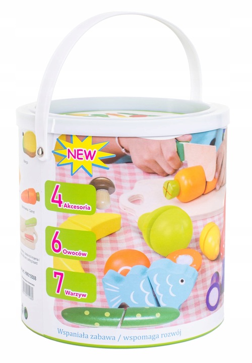 Zestaw DREWNIANYCH Warzyw Owoców Do KROJENIA NA RZEP MEGA ZESTAW NA PREZENT