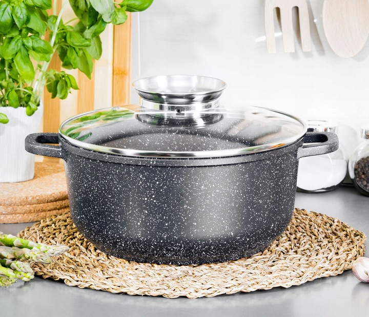 KOMPLET GARNKÓW MARMUROWYCH PATELNIA GARNKI MARMURKOWE ZESTAW INDUKCJA/GAZ