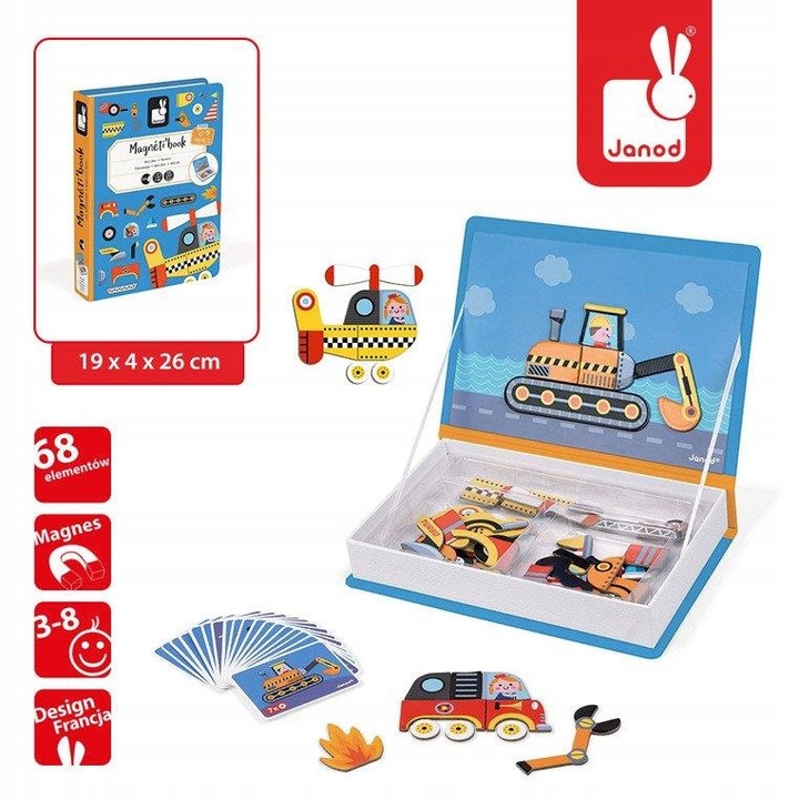 Magnetyczna układanka Pojazdy Magnetibook, Janod
