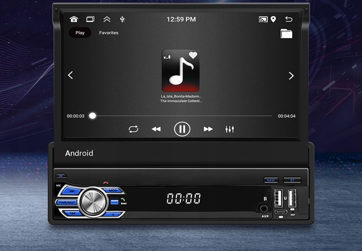 RADIO SAMOCHODOWE 1 DIN ANDROID 13 GPS USB WIFI WYSUWANY PILOT CARPLAY