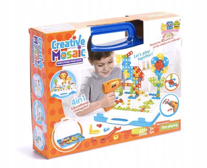 ZABAWKA KLOCKI KONSTRUKCYJNE W WALIZCE 237EL. ZESTAW DIY WKRĘTARKA EDUKACJA