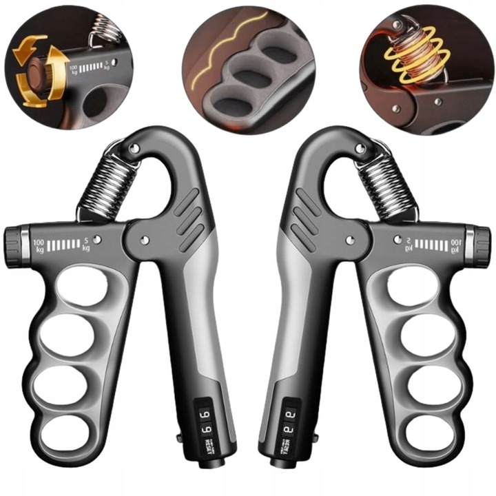 ŚCISKACZ DO RĄK DŁONI Z REGULACJĄ 10-100kg Z LICZNIKIEM 2 SZT