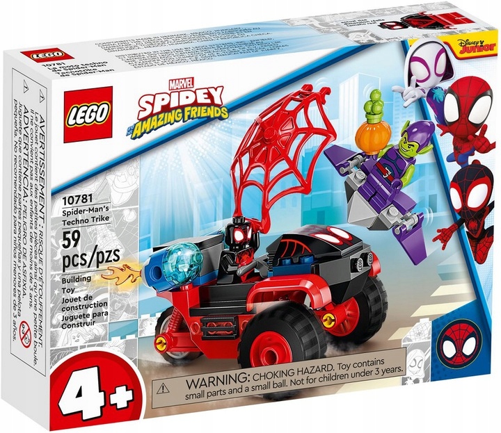 Zestaw Prezent Klocki LEGO MARVEL 10781 Trójkołowiec Spider-Man 4+ Torba