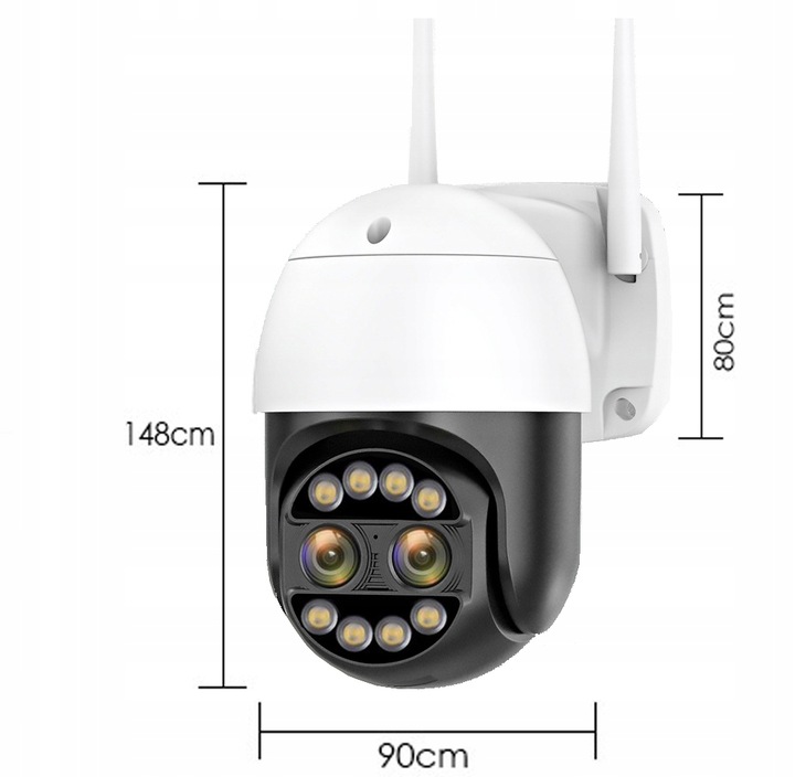 Zewnętrzna obrotowa kamera IP 2w1 8X ZOOM 2x 4MPx WIFI 2K