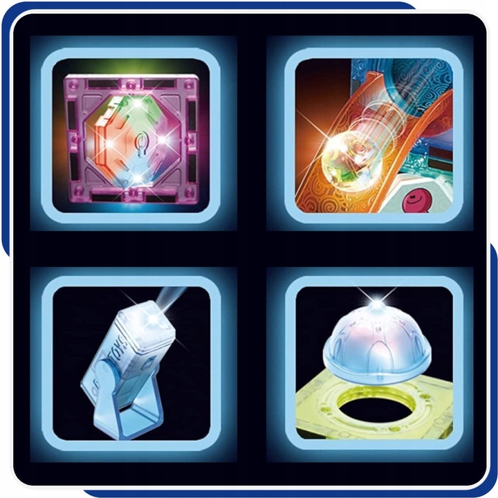 Klocki MAGNETYCZNE KONSTRUKCYJNE świecący tor 202 el 3D Zabawka edukacyjna