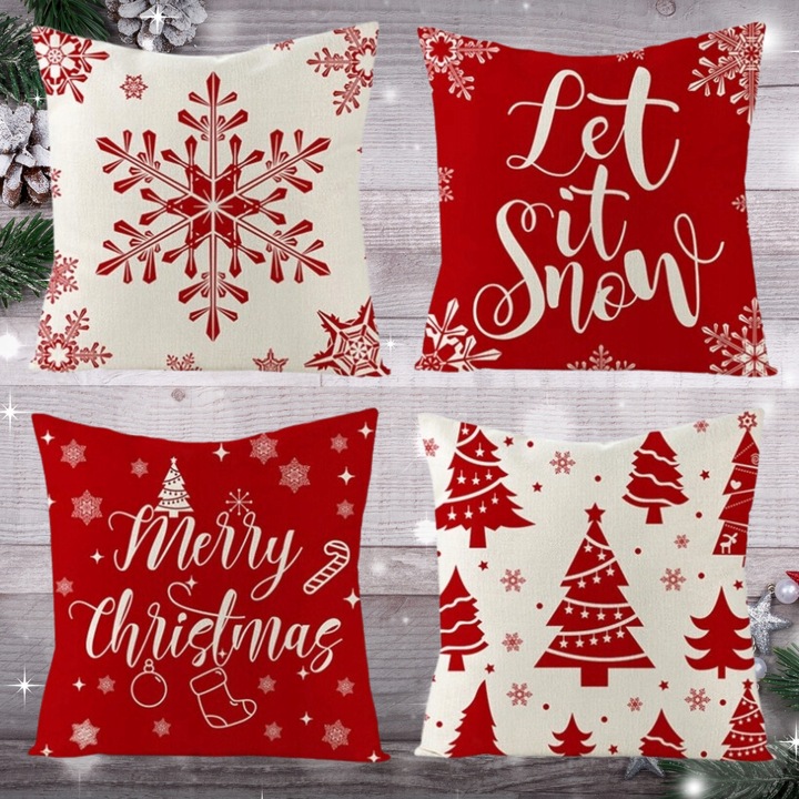 4x ZESTAW POSZEWKA NA PODUSZKĘ ŚWIĄTECZNA POSZEWKI ŚWIĄTECZNE Święta 45x45
