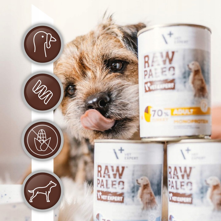 Mokra karma dla psów dorosłych indyk Raw Paleo 12 x puszka 800g