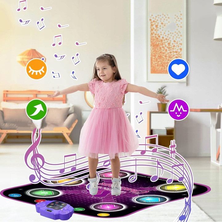 MATA DO TAŃCA DLA DZIECI MUZYKA BLUETOOTH 6 STRZAŁEK ŚWIETLNYCH LED