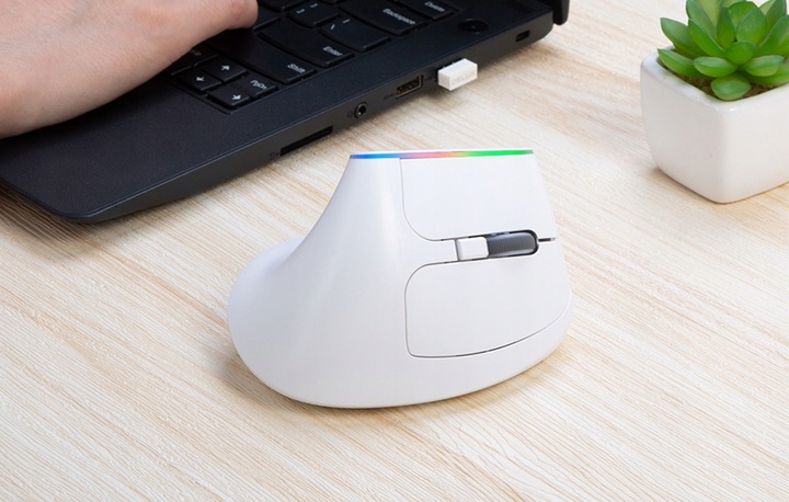 BEZPRZEWODOWA MYSZ PIONOWA DELUX M618C ERGONOMICZNA MYSZKA 2.4G RGB 1600DPI