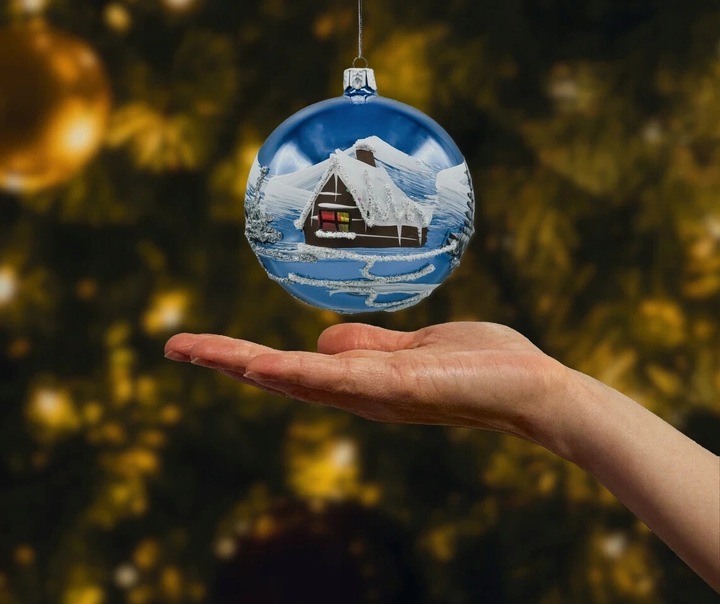 Bombka choinkowa ręcznie malowana - Zimowa Kraina: niebieska