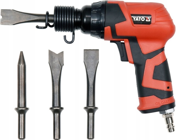 YATO KPL. MŁOTEK PNEUMATYCZNY DO SWORZNI DRĄŻKÓW PRZEGUBÓW DO RDZY +4 DŁUTA