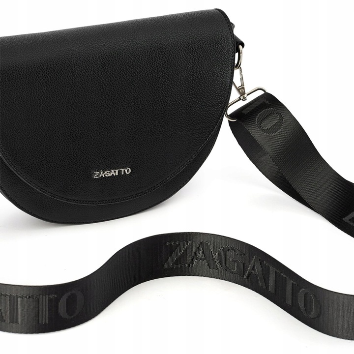 Torebka damska ekoskóra półksiężyc półokrągła crossbody pasek ZAGATTO