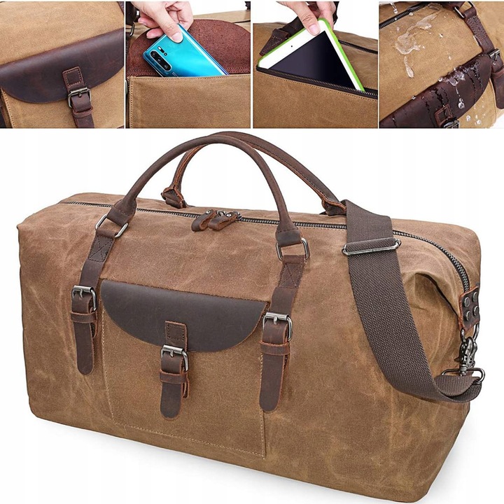 Duża pojemna torba podróżna paskiem na ramię Turystyczna Pojemna 54x27x32cm