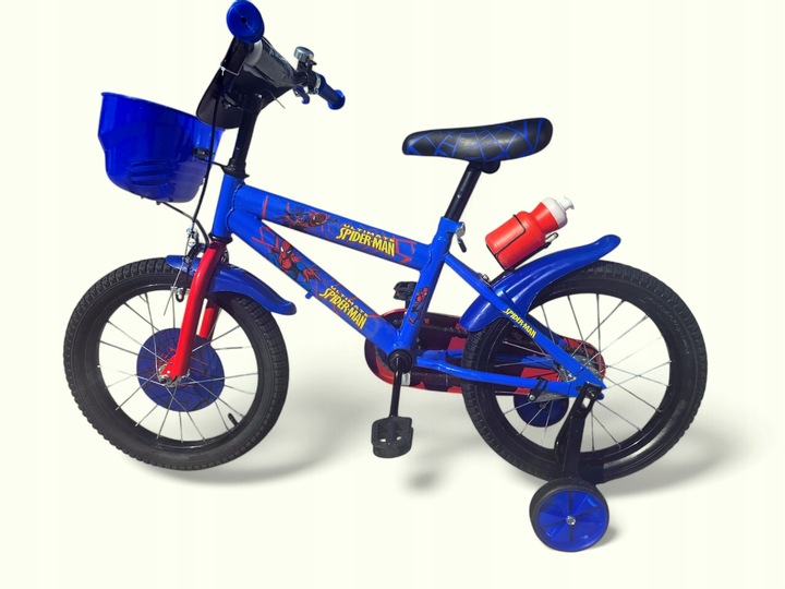 Rower Rowerek Dziecięcy 16 Cali SPIDERMAN Dla Chłopca Kółka Boczne Koszyk
