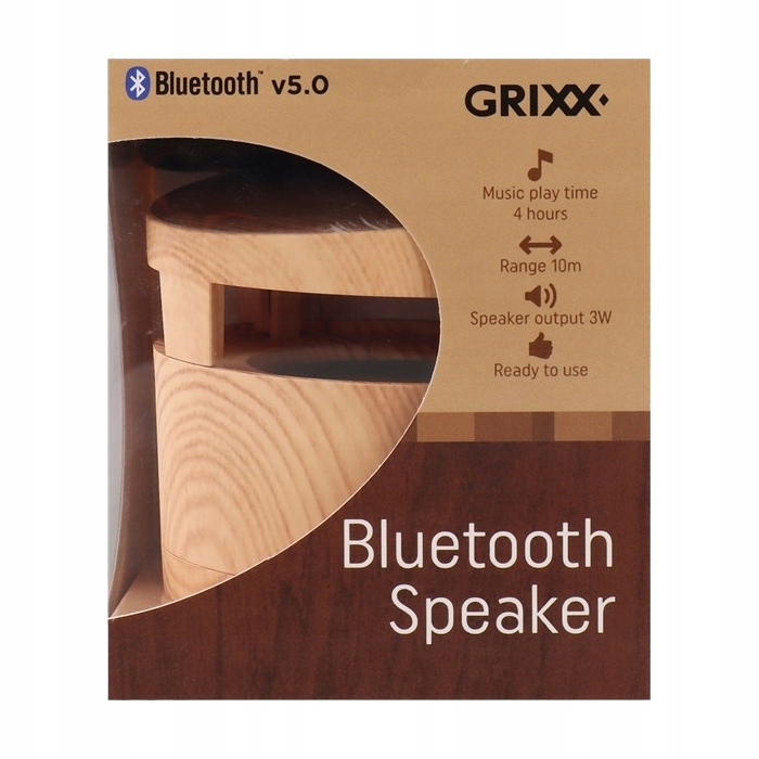 Głośnik Bluetooth przenośny BT 5.0 bezprzewodowy 3W drewniany Grixx