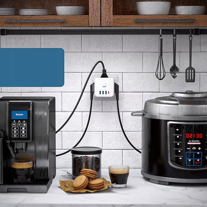 ROZGAŁĘŹNIK SIECIOWY KOSTKA 3 GNIAZDA USB USB C