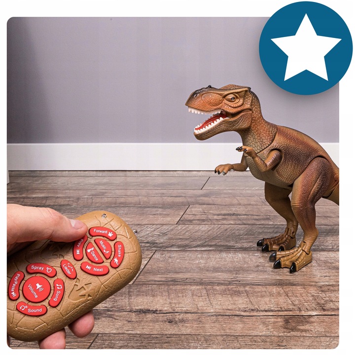 Wielki Dinozaur T-Rex Zdalnie sterowany chodzi ryczy świeci zieje dymem LED