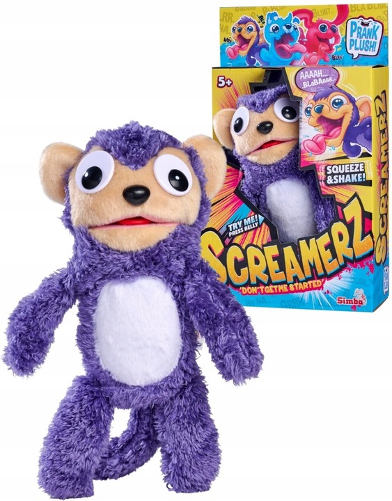 SIMBA SCREAMERZ AFFE małpka interaktywna 30cm fioletowa