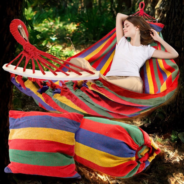 HAMAK OGRODOWY 2-OSOBOWY XXL Z POPRZECZKĄ MOCNY DUŻY HUŚTAWKA + TORBA