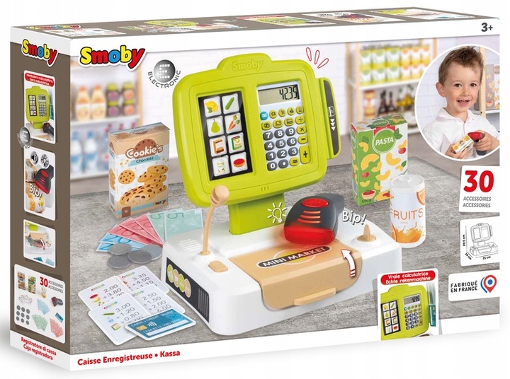 Zabawa w Sklep Skaner Kalkulator Elektroniczna Kasa Smoby Artykuł Spożywcze