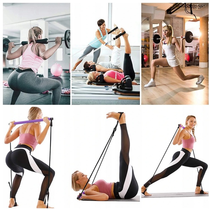 DRĄŻEK DO PILATESU BAR KIJ DO ĆWICZEŃ GUMY OPOROWE EKSPANDERY Z DRĄŻKIEM