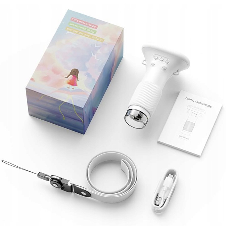 MIKROSKOP CYFROWY OPTYCZNY KIESZONKOWY DLA DZIECI LED PRZYBLIŻENIE 1000X HD