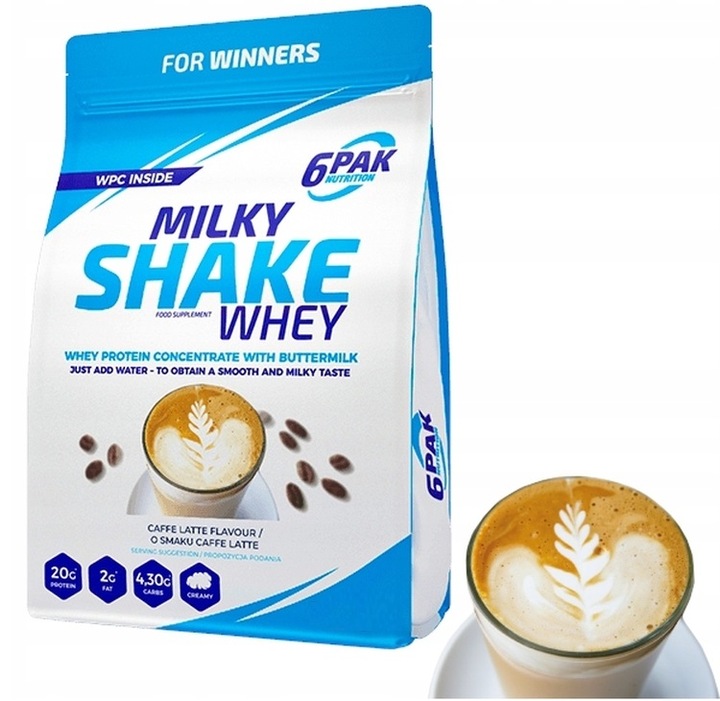 6PAK NUTRITION MILKY SHAKE WHEY 1800 G BIAŁKO WPC CAFFE LATTE