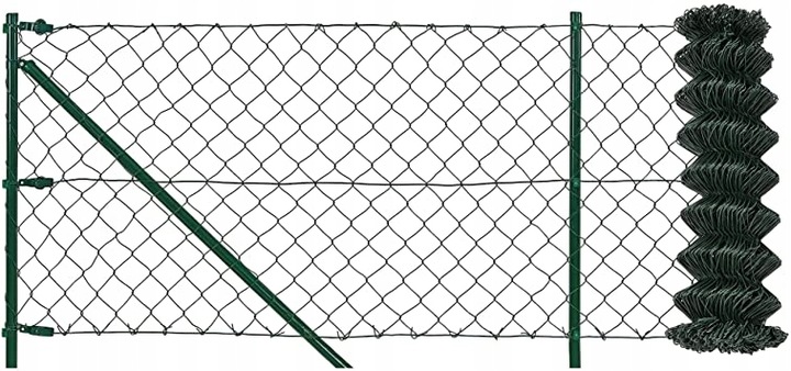 SIATKA OGRODZENIOWA 150 cm OCYNK + PCV ZIELONA drut 3,0 mm rolka 10mb 1,50m